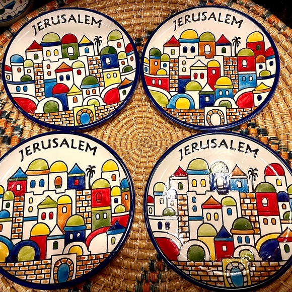 Palestinian Ceramic Plates Jerusalem City Painting Handmade in Palestine - Picture 1 of 1